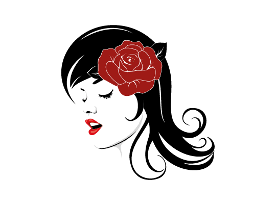 Adesivo de Parede - Cabelo Flor Vermelho - 540 x 400 px