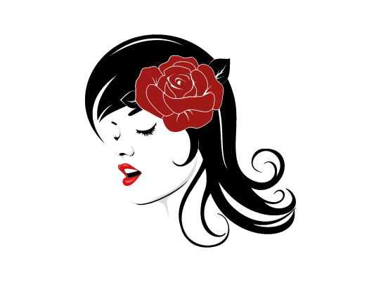 mulheres encaracolado cabelos com flor.vermelho rosa.cinza cores. 29935464  Vetor no Vecteezy