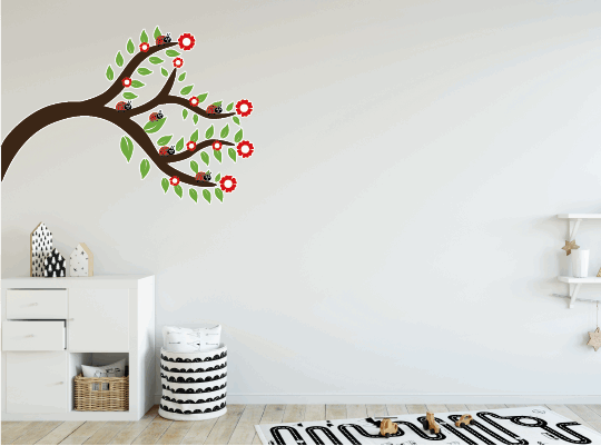 Adesivo Joaninhas no Galho - 540 x 400 px